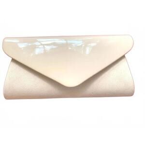 Vinyl and  Suede Clutch Purse  Beige Cream Evening Bag